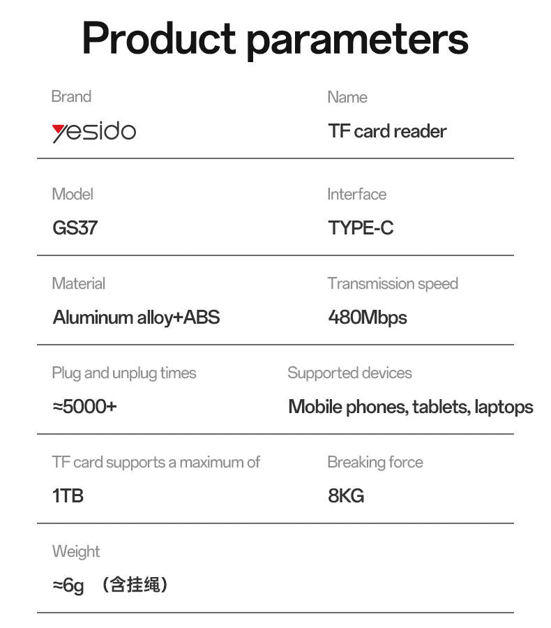 Yesido USB-C TF Card Reader